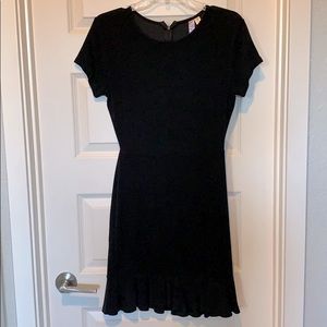 Black simple a-frame dress with ruffles